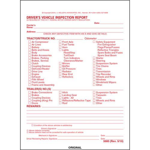 Detailed Driver S Vehicle Inspection Report MTAC